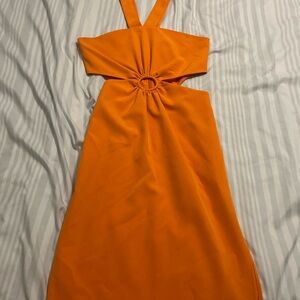Elegant Orange Sleeveless Dress